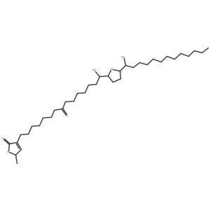 (5S)-3-[(15S)-15-Hydroxy-8-oxo-15-[(2S,5R)-tetrahydro-5-[(1R)-1-hydroxytridecyl]-2-furanyl]pentadecyl]-5-methyl-2(5H)-furanone结构式