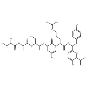 L-Seryl-L-alanyl-L-seryl-L-asparaginyl-N~5~-(diaminomethylidene)-L-ornithyl-L-tyrosyl-L-threonine结构式