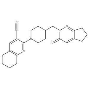 2-[4-({3-oxo-2H,3H,5H,6H,7H-cyclopenta[c]pyridazin-2-yl}methyl)piperidin-1-yl]-5,6,7,8-tetrahydroquinoline-3-carbonitrile结构式
