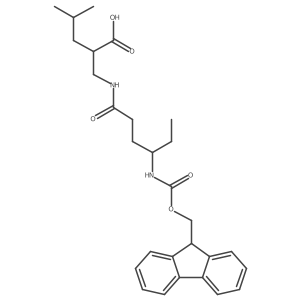 2-{[4-({[(9H-fluoren-9-yl)methoxy]carbonyl}amino)hexanamido]methyl}-4-methylpentanoic acid结构式