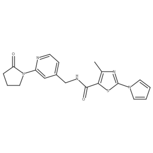 4-methyl-N-[[2-(2-oxopyrrolidin-1-yl)-4-pyridyl]methyl]-2-pyrrol-1-yl-thiazole-5-carboxamide结构式
