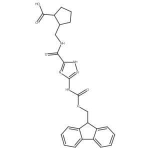 rac-(1R,2S)-2-({[5-({[(9H-fluoren-9-yl)methoxy]carbonyl}amino)-1H-1,2,4-triazol-3-yl]formamido}methyl)cyclopentane-1-carboxylic acid结构式
