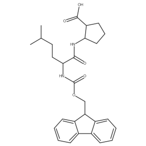 rac-(1R,2S)-2-[2-({[(9H-fluoren-9-yl)methoxy]carbonyl}amino)-5-methylhexanamido]cyclopentane-1-carboxylic acid结构式