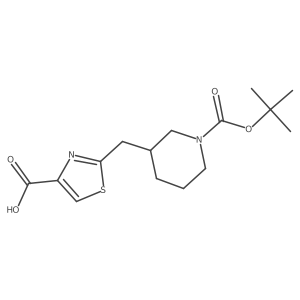 2-[[1-[(2-Methylpropan-2-yl)oxycarbonyl]piperidin-3-yl]methyl]-1,3-thiazole-4-carboxylic acid Structure