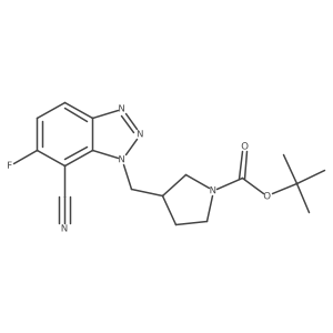 tert-butyl 3-[(7-cyano-6-fluoro-1H-1,2,3-benzotriazol-1-yl)methyl]pyrrolidine-1-carboxylate结构式
