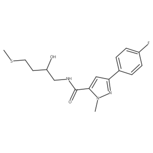 5-(4-Fluorophenyl)-N-(2-hydroxy-4-methylsulfanylbutyl)-2-methylpyrazole-3-carboxamide Structure