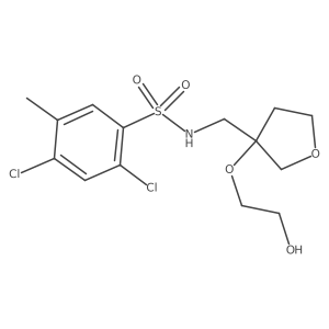 2,4-dichloro-N-((3-(2-hydroxyethoxy)tetrahydrofuran-3-yl)methyl)-5-methylbenzenesulfonamide结构式