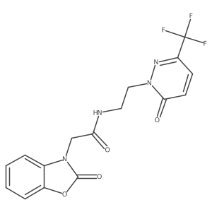 2-(2-oxo-2,3-dihydro-1,3-benzoxazol-3-yl)-N-{2-[6-oxo-3-(trifluoromethyl)-1,6-dihydropyridazin-1-yl]ethyl}acetamide Structure