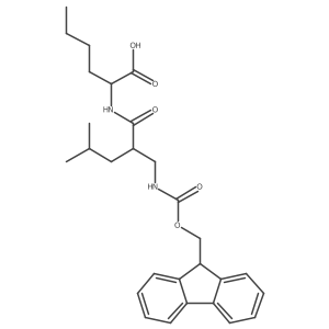 (2S)-2-{2-[({[(9H-fluoren-9-yl)methoxy]carbonyl}amino)methyl]-4-methylpentanamido}hexanoic acid结构式