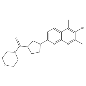 3-Bromo-2,4-dimethyl-7-[3-(morpholine-4-carbonyl)pyrrolidin-1-yl]-1,8-naphthyridine结构式