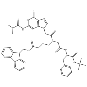 (S)-tert-Butyl 11-benzyl-1-(9H-fluoren-9-yl)-7-(2-(2-isobutyramido-6-oxo-3H-purin-9(6H)-yl)acetyl)-3,9-dioxo-2-oxa-4,7,10-triazadodecan-12-oate Structure