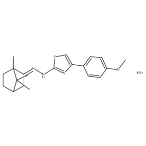 4-(4-methoxyphenyl)-2-((E)-2-((1S,4R)-1,7,7-trimethylbicyclo[2.2.1]heptan-2-ylidene)hydrazinyl)thiazole hydrobromide结构式