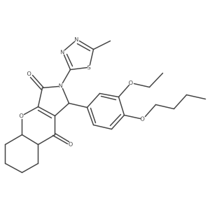 1-(4-butoxy-3-ethoxyphenyl)-2-(5-methyl-1,3,4-thiadiazol-2-yl)-4a,5,6,7,8,8a-hexahydro-1H-chromeno[2,3-c]pyrrole-3,9-dione Structure