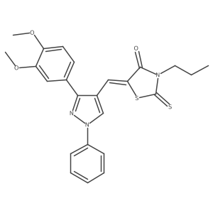 (5Z)-5-{[3-(3,4-dimethoxyphenyl)-1-phenyl-1H-pyrazol-4-yl]methylene}-3-propyl-2-thioxo-1,3-thiazolidin-4-one Structure