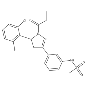 N-(3-(5-(2-chloro-6-fluorophenyl)-1-propionyl-4,5-dihydro-1H-pyrazol-3-yl)phenyl)methanesulfonamide结构式