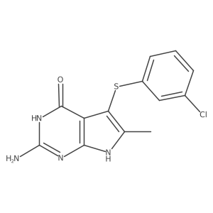 2-Amino-5-(3-chloro-phenylsulfanyl)-6-methyl-3,7-dihydro-pyrrolo[2,3-d]pyrimidin-4-one Structure