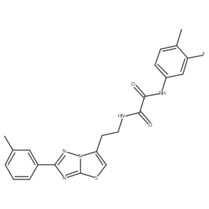 N1-(3-fluoro-4-methylphenyl)-N2-(2-(2-(m-tolyl)thiazolo[3,2-b][1,2,4]triazol-6-yl)ethyl)oxalamide结构式