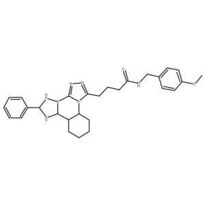 N-[(4-methoxyphenyl)methyl]-4-{9-phenyl-2,4,5,7,8,10-hexaazatetracyclo[10.4.0.0^{2,6}.0^{7,11}]hexadeca-1(16),3,5,8,10,12,14-heptaen-3-yl}butanamide Structure