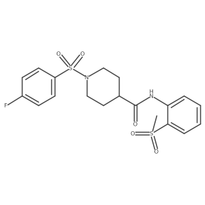 1-((4-fluorophenyl)sulfonyl)-N-(2-(methylsulfonyl)phenyl)piperidine-4-carboxamide结构式