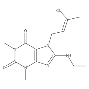 (Z)-7-(3-chlorobut-2-en-1-yl)-8-(ethylamino)-1,3-dimethyl-1H-purine-2,6(3H,7H)-dione结构式