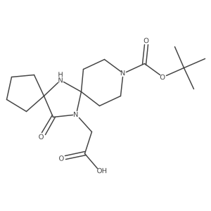 13-Carboxymethyl-14-oxo-6,10,13-triaza-dispiro[4.1.5.2] tetradecane-10-carboxylic acid tert-butyl ester结构式