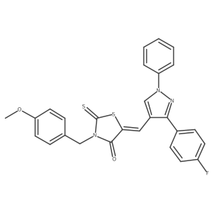 (5Z)-5-{[3-(4-fluorophenyl)-1-phenyl-1H-pyrazol-4-yl]methylidene}-3-(4-methoxybenzyl)-2-thioxo-1,3-thiazolidin-4-one Structure