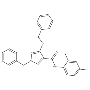 1-benzyl-3-(benzyloxy)-N-(2,4-dimethylphenyl)-1H-pyrazole-4-carboxamide结构式