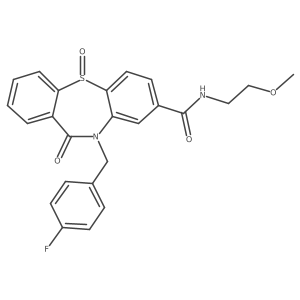 10-(4-fluorobenzyl)-N-(2-methoxyethyl)-11-oxo-10,11-dihydrodibenzo[b,f][1,4]thiazepine-8-carboxamide 5-oxide结构式