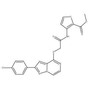 Methyl 3-[({[2-(4-chlorophenyl)pyrazolo[1,5-a]pyrazin-4-yl]thio}acetyl)amino]thiophene-2-carboxylate结构式