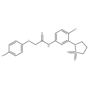 N-(4-chloro-3-(1,1-dioxidoisothiazolidin-2-yl)phenyl)-2-((4-fluorophenyl)thio)acetamide Structure