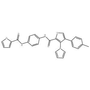 N-(4-(3-(1H-pyrrol-1-yl)-4-(p-tolyl)thiophene-2-carboxamido)phenyl)furan-2-carboxamide结构式