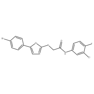 2-((5-(4-bromophenyl)oxazol-2-yl)thio)-N-(3-chloro-4-fluorophenyl)acetamide Structure