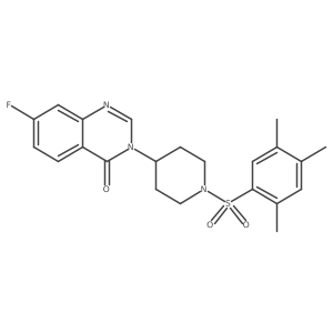 7-fluoro-3-(1-((2,4,5-trimethylphenyl)sulfonyl)piperidin-4-yl)quinazolin-4(3H)-one结构式