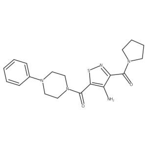 (4-Amino-3-(pyrrolidine-1-carbonyl)isothiazol-5-yl)(4-phenylpiperazin-1-yl)methanone结构式