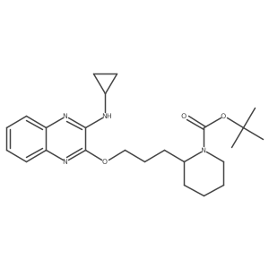 tert-Butyl 2-(3-((3-(cyclopropylamino)quinoxalin-2-yl)oxy)propyl)piperidine-1-carboxylate Structure