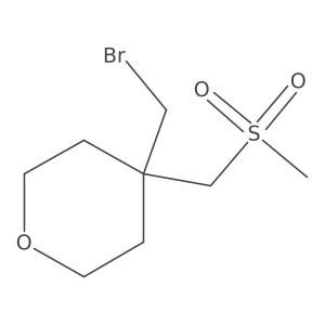 4-(Bromomethyl)-4-(methanesulfonylmethyl)oxane结构式