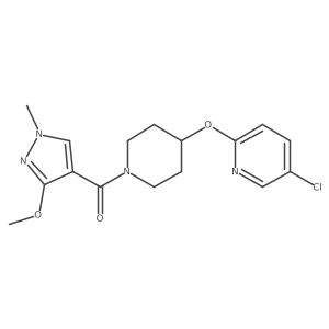 (4-((5-chloropyridin-2-yl)oxy)piperidin-1-yl)(3-methoxy-1-methyl-1H-pyrazol-4-yl)methanone结构式