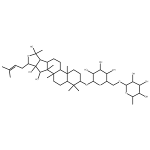 (3I(2),15I+/-,17I(3/4),22S)-16,22-Epoxy-15,16,20-trihydroxydammar-24-en-3-yl 6-O-(6-deoxy-I+/--L-mannopyranosyl)-I(2)-D-glucopyranoside结构式