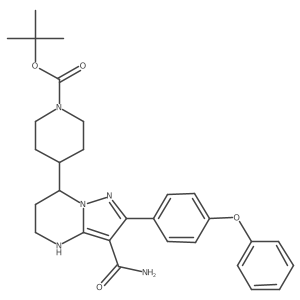 tert-Butyl 4-(3-carbamoyl-2-(4-phenoxyphenyl)-4,5,6,7-tetrahydropyrazolo[1,5-a]pyrimidin-7-yl)piperidine-1-carboxylate结构式