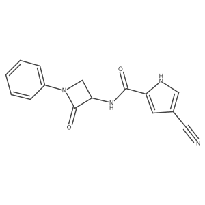 4-cyano-N-(2-oxo-1-phenylazetidin-3-yl)-1H-pyrrole-2-carboxamide结构式