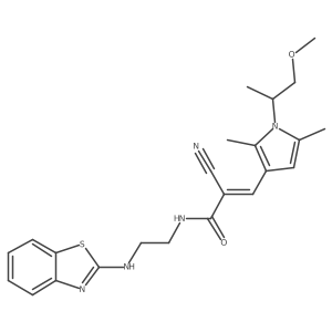 (Z)-N-[2-(1,3-Benzothiazol-2-ylamino)ethyl]-2-cyano-3-[1-(1-methoxypropan-2-yl)-2,5-dimethylpyrrol-3-yl]prop-2-enamide Structure