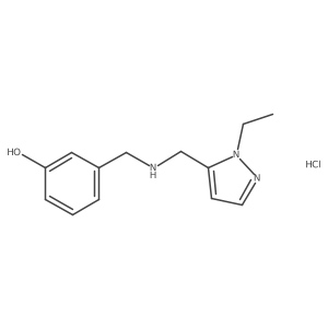 3-[[(2-Ethylpyrazol-3-yl)methylamino]methyl]phenol;hydrochloride结构式