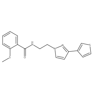2-(methylthio)-N-(2-(3-(thiophen-3-yl)-1H-pyrazol-1-yl)ethyl)benzamide结构式