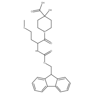 1-[(2R)-2-({[(9H-fluoren-9-yl)methoxy]carbonyl}amino)-4-(methylsulfanyl)butanoyl]-4-hydroxypiperidine-4-carboxylic acid结构式