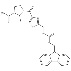 1-{2-[({[(9H-fluoren-9-yl)methoxy]carbonyl}amino)methyl]-1,3-thiazole-4-carbonyl}-2-methylpyrrolidine-3-carboxylic acid结构式