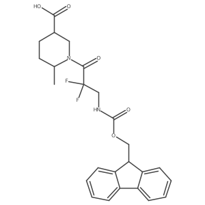 1-[3-({[(9H-fluoren-9-yl)methoxy]carbonyl}amino)-2,2-difluoropropanoyl]-6-methylpiperidine-3-carboxylic acid结构式