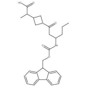 2-{1-[3-({[(9H-fluoren-9-yl)methoxy]carbonyl}amino)hexanoyl]azetidin-3-yl}propanoic acid结构式