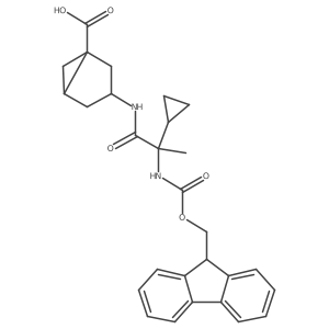 rac-(1R,3R,5R)-3-[2-cyclopropyl-2-({[(9H-fluoren-9-yl)methoxy]carbonyl}amino)propanamido]bicyclo[3.1.0]hexane-1-carboxylic acid Structure