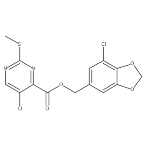(7-Chloro-1,3-dioxaindan-5-yl)methyl 5-chloro-2-(methylsulfanyl)pyrimidine-4-carboxylate Structure