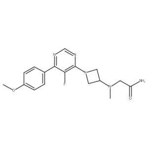 2-({1-[5-Fluoro-6-(4-methoxyphenyl)pyrimidin-4-yl]azetidin-3-yl}(methyl)amino)acetamide结构式